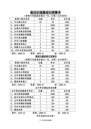 一品美容店活动方案汽车(一品店长员工产品项目)