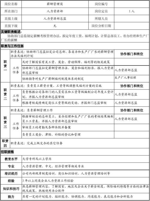 新年新(薪资岗位能力岗位职责产品)