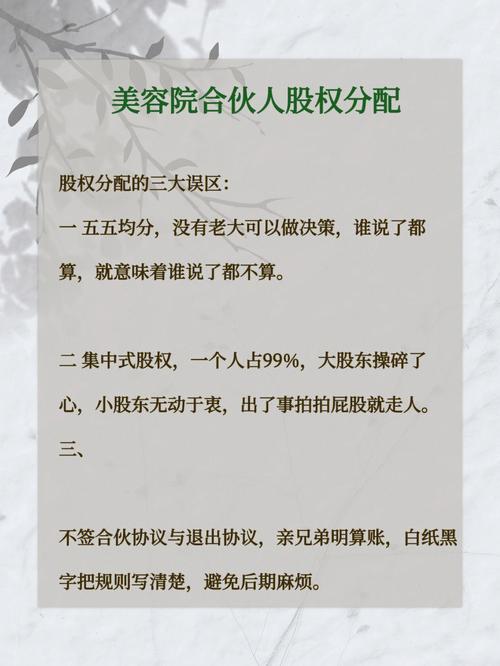 合伙人美容院股权分配(股权分配合伙人都是两人)