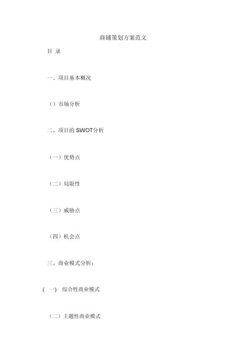 商铺策划书闽东国际(商铺商业项目商场物业)