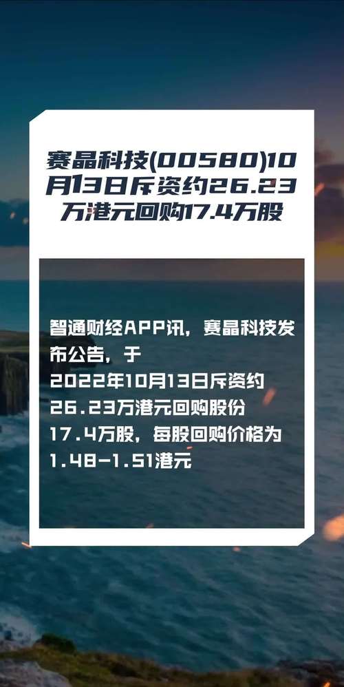 赛晶科技(00580)7月18日耗资约8.66万港元回购8万股