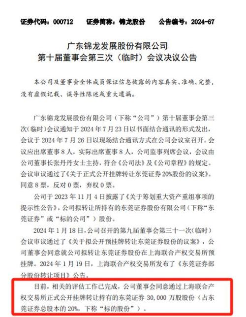 挂牌转让东莞证券20%股权 锦龙股份连续两日涨停