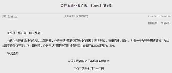 “降息”！央行下调7天期逆回购利率10个BP 分析称：并不代表长债收益率下行空间打开